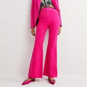 Boden Vibrant Pink High Rise Flared Corduroy Pants NWT sz 12